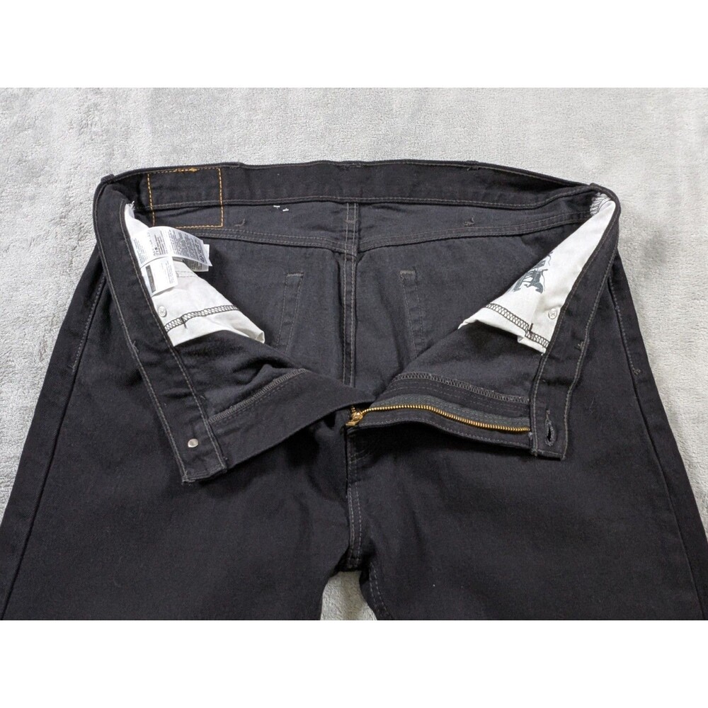 Levis 505 Black Jeans Mens 42x30 Straight Leg Dad Jean Workwear Casual - Picture 7 of 13